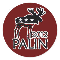 Palin 2012 Moose Round Stickers
