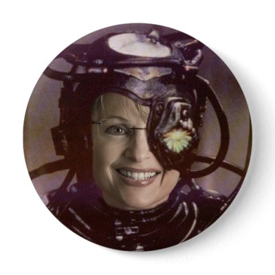 Palin-Drone Pinback Button by deadlyicon