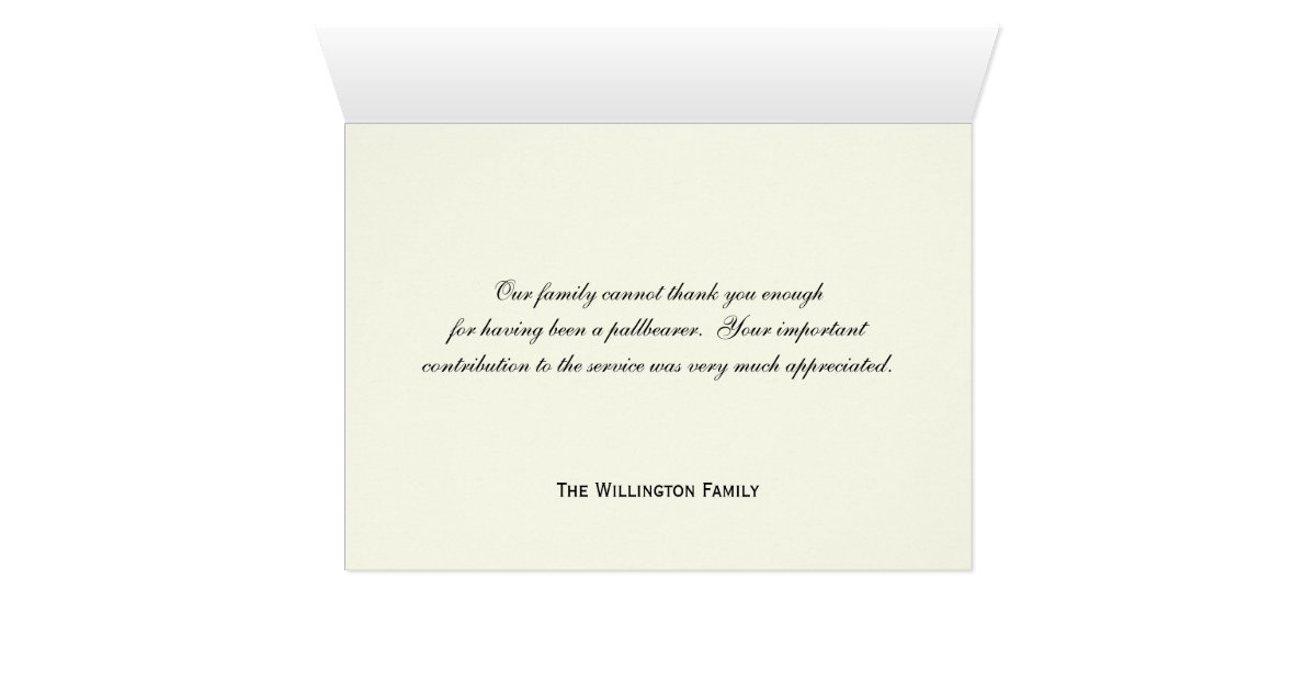 Pallbearer Thank You Card Zazzle