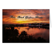 florida, sunrise, sunset, landscape photography, palm beach, lake, red, orange, greetings, ginette, travel, Card with custom graphic design