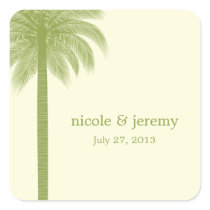 Palm Beach Wedding Favor Sticker - Green