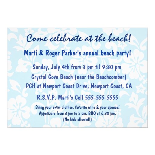 Palm Flag USA Aloha Party Invitations
