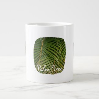 Palm Fronds with Palm Tree white text tropical specialtymug