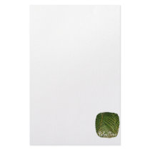 Palm Fronds with Palm Tree white text tropical Customized Stationery
