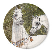 Palm Grove Arabian horse round magnet