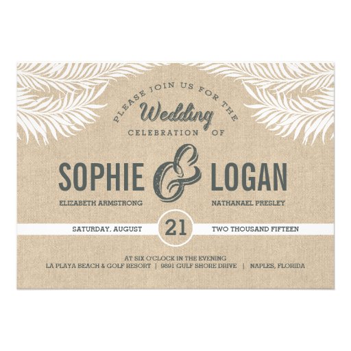 Palm Leaves Wedding Invitations (front side)