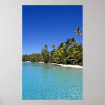 Palm lined beach Cook Islands 2 Posters