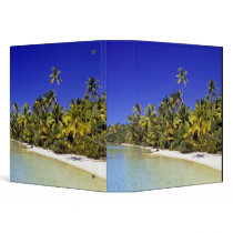 Palm lined beach Cook Islands 6 Vinyl Binder