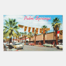 Palm Springs, California - Vintage Postcard Rectangular Sticker