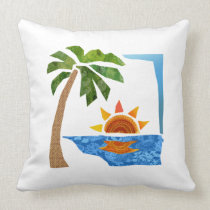 Palm, Sun & Sea Throw Pillow