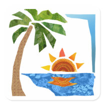 Palm, Sun & Sea Square Stickers