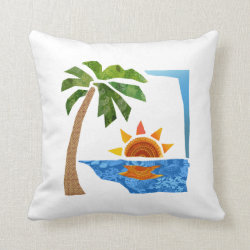 Palm, Sun & Sea Throw Pillow