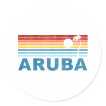 Palm Tree Aruba Round Sticker