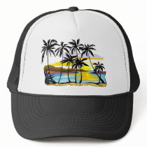 Palm Tree Background Trucker Hats