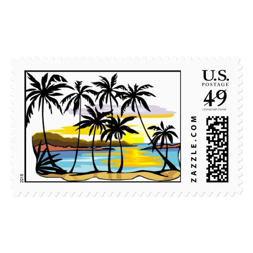 Palm Tree Background Postage Stamp Zazzle