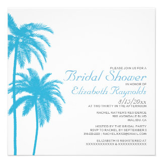 Palm Tree Beach Bridal Shower Invitations Custom Announcement