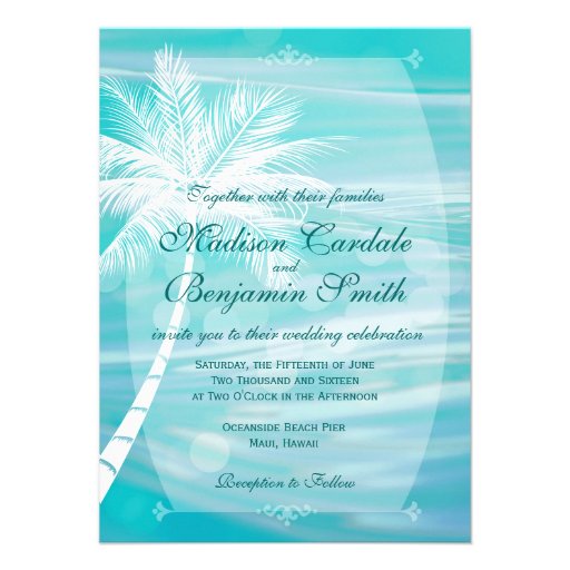 Palm Tree Beach Destination Wedding Invitations