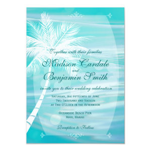 Palm Tree Beach Destination Wedding Invitations 4.5