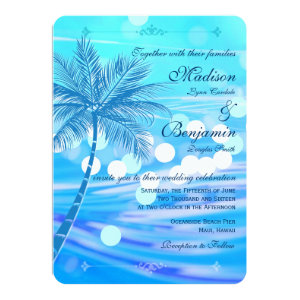 Palm Tree Beach Destination Wedding Invitations 4.5