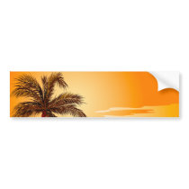 Palm Tree Beach Sunset Bumper Stickers