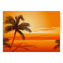 Palm Tree Beach Sunset Greeting Card