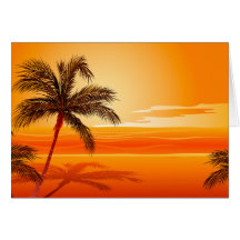 Palm Tree Beach Sunset Greeting Card