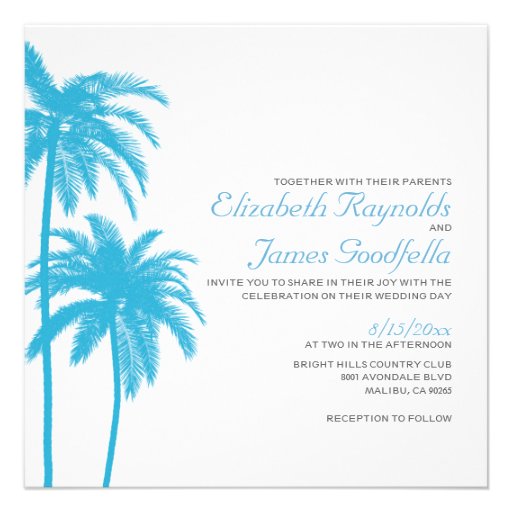 Palm Tree Beach Wedding Invitations