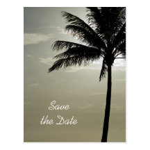 Palm Tree Beach Wedding Save the Date Postcard