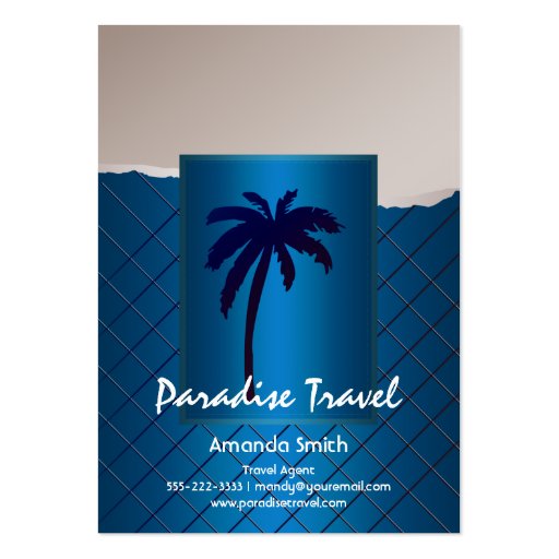 Palm Tree Blue Business Cards (front side)