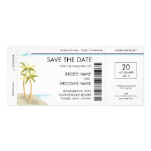 Palm Tree Boarding Pass Save the Date Invitations