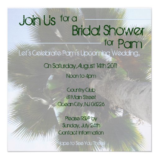 Palm Tree Bridal Shower Invite