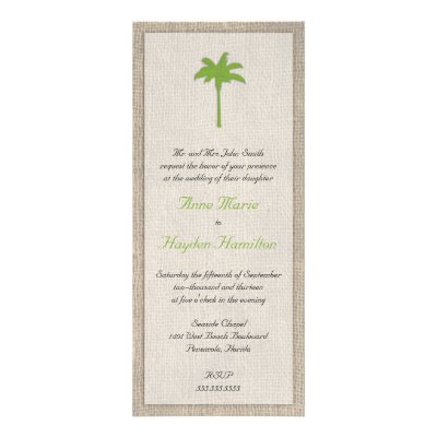 Palm Tree & Burlap Wedding Invitation - Green