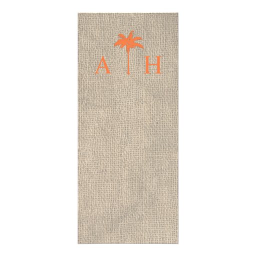 Palm Tree & Burlap Wedding Invitation - Orange