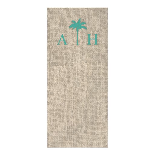 Palm Tree & Burlap Wedding Invitation - Turquoise