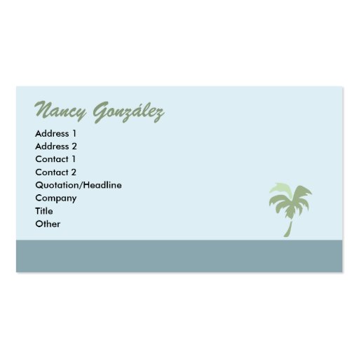 Palm Tree Business Card - blue (front side)