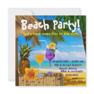 Palm Tree Cocktails Adult Beach Party invitation