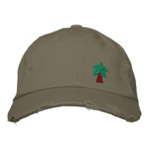 Palm Tree Distressed Cap Embroidered Hat