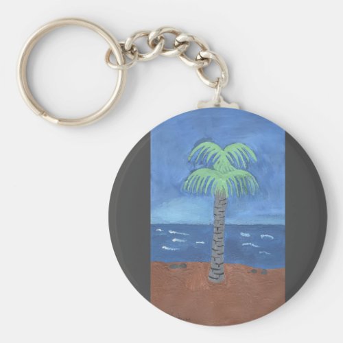 Palm Tree On The Beach Key Chain