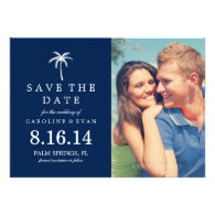 Palm Tree Photo Wedding Save the Date {navy blue} Personalized Announcements