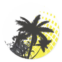 palm tree rays round sticker