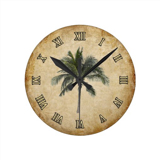 Palm Tree Round Clock Zazzle