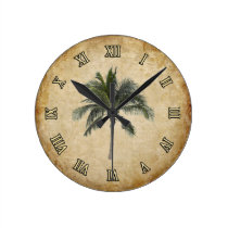 Palm Tree Round Wall Clock at Zazzle