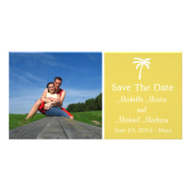 Palm Tree Save The Date Photocard (Mustard) Photo Greeting Card