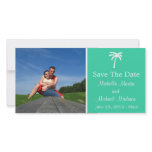 Palm Tree Save The Date Photocard (Teal) Photo Greeting Card