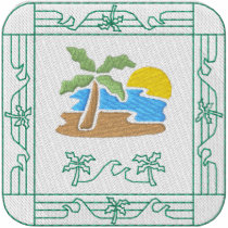Palm Tree Scene embroidered shirts