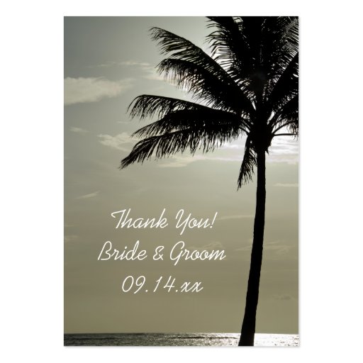 Palm Tree Silhouette Beach Wedding Favor Tags Business Card Template (front side)