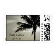 Palm Tree Silhouette Beach Wedding Postage Stamp