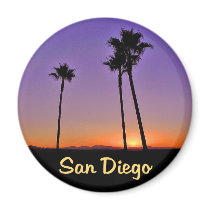 Palm Tree Silhouette In San Diego Fridge Magnets