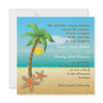 Palm tree & starfish beach destination wedding custom invitations