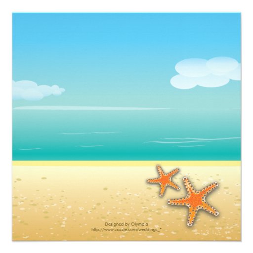 Palm tree & starfish beach destination wedding custom invitations